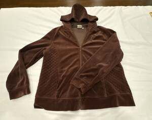 Marc Ware Hot Cotton Brown Quilted Velour Full Zip Hoodie
